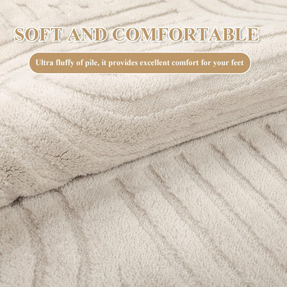 Enyhom Wohnzimmer Kurzflor Teppich waschbar 160x230cm - Beige
