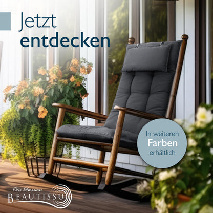 Beautissu Hochlehner Auflage Sun-HL 6er Set mit Kopfpolster Anthrazit