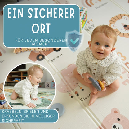 HuBorns Spielmatte Baby faltbar 200x180 cm, wendbar, Weltkarte