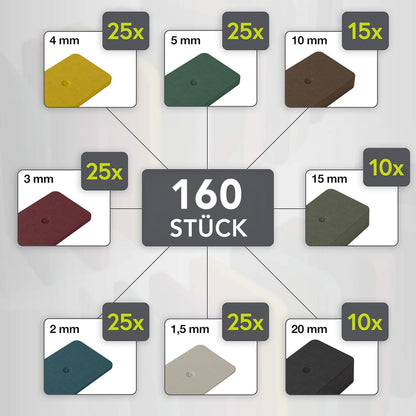 INNONEXXT Unterlegplatten Set 60 x 40 mm, 160 Abstandshalter