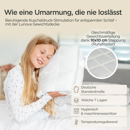 LUNOVA Gewichtsdecke Kinder 3kg – Für entspannten Schlaf 100x135cm
