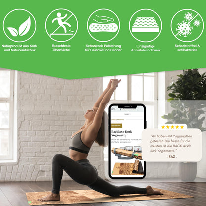 BACKLAXX Yogamatte Kork Naturkautschuk - FAZ Testsieger