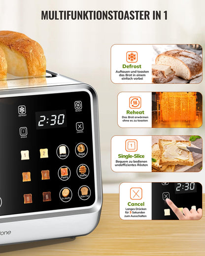 Keenstone Toaster 4 Scheiben mit Touchscreen, Edelstahl, TAC1001-CB