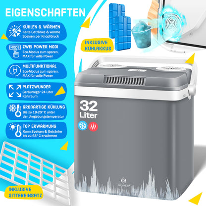 KESSER® Kühlbox thermo-elektrisch 32L - Kühlt & Wärmt 12/230V