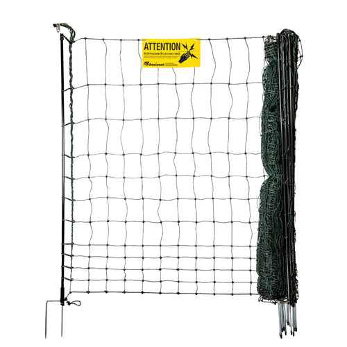horizont strongLine Hühnerzaun Elektro 25m x 120cm. Grünes Elektronetz mit Pfählen, sichert Hühnerausläufe elektrisch.