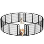 Yaheetech Hundelaufstall 16-teilig - 80cm hoch, faltbar. Schwarzes, modulares System aus 16 Zaunelementen. Bietet sicheren Auslauf für Hunde drinnen und draußen.