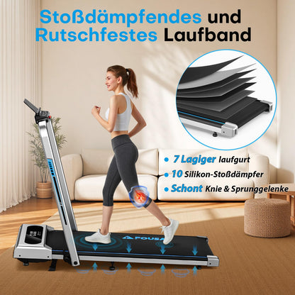FOUSAE Walking Pad 5-in-1, klappbares Laufband, 9 % Steigung, 12 km/h