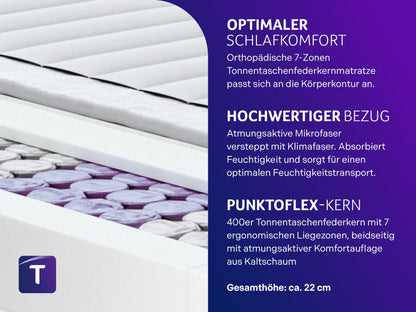 Traumnacht XXL Ortho Tonnentaschenfederkern Matratze H3 90x200
