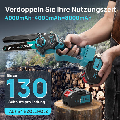 VIWKO Mini Kettensäge FT5 mit 2 Akkus, 6 Zoll, bürstenlos