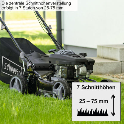 Scheppach MS132-42B Benzin-Rasenmäher Black Edition mit Antrieb