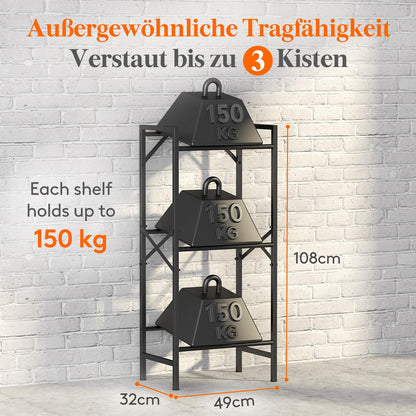 Lifewit Getränkekistenregal Metall für 3 Kisten, 450 kg, schwarz