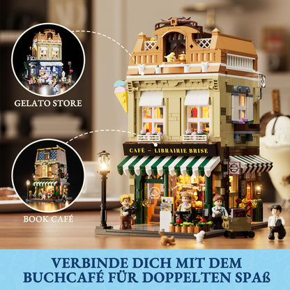 FUNWHOLE Stadtleben Eisdiele F9078 Klemmbausteine Haus mit Beleuchtung