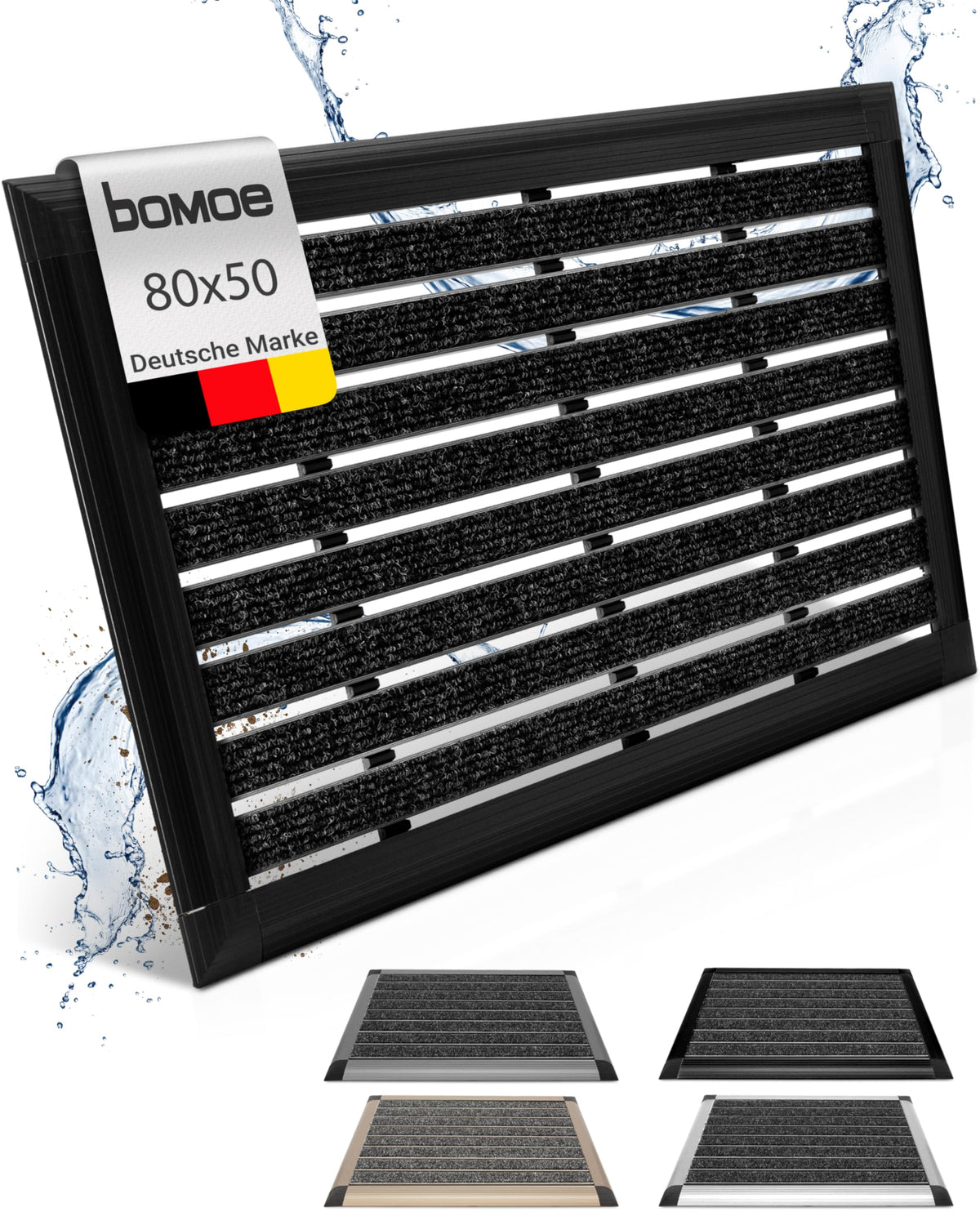 bomoe AluGant Fussabtreter Aussen 50x80 cm Anthrazit. Rechteckiger Mattenrost aus Aluminiumlamellen zur Schuhreinigung.