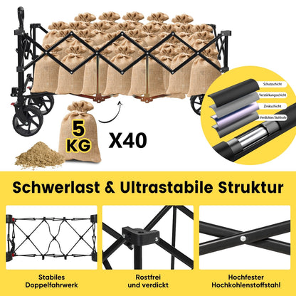 Sekey XXXL-Super 4013 Bollerwagen Faltbar - Olivgrün