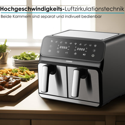 Profi Dual Heissluftfritteuse 4-in-1 – Mit 2 unabhängigen Kammern