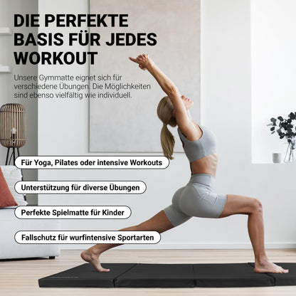 MSPORTS Turnmatte Premium Klappbar - Schwarz 190x80x5 cm
