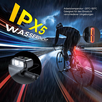 Linunity Fahrradlicht Set StVZO mit 100 Lux Fernlicht & Bremslicht