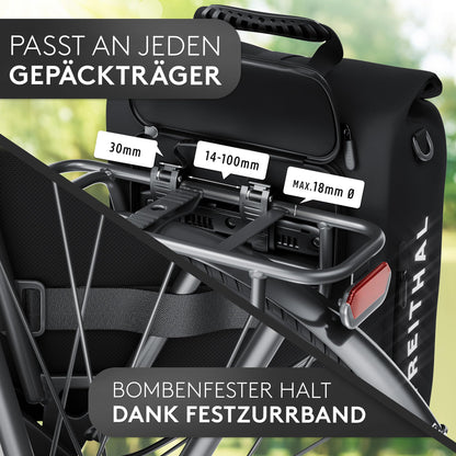 FREITHAL 3in1 Fahrradtasche 25L, Rucksack & Gepäckträgertasche