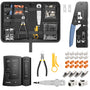 FGB Netzwerk Werkzeug Set mit RJ45 Crimpzange und Kabeltester, Stecker mit Knickschutz in Orange, Werkzeugtasche