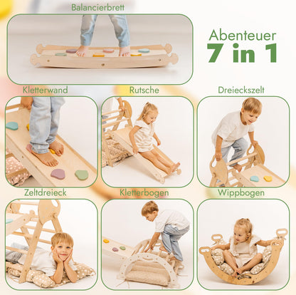 Goodevas 5-in-1 Montessori Klettergerüst Set mit Rutsche, 1-3 Jahre
