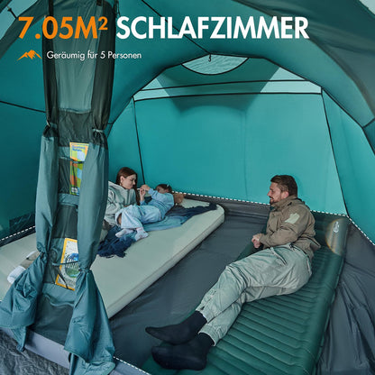 PORTAL 4Plus Familien Campingzelt - 5 Personen Tunnelzelt