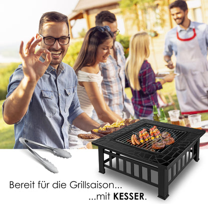 KESSER Feuerstelle 3in1 Feuerschale mit Grillrost und Funkenschutz