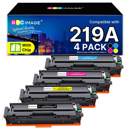 GPC IMAGE 219A Toner Set mit Chip – HP MFP 3302 Serie (4er). CMYK-Tonerkartuschen für HP MFP 3302 Laserdrucker zur Ausgabe, Füllstandschip.