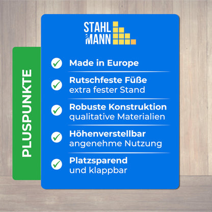 STAHLMANN Bügelbrett SC7598, 120 x 38 cm, höhenverstellbar, schwarz