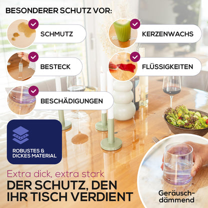 BEAUTEX Tischschutzfolie transparent 2 mm mit Schrägkante 90x150 cm
