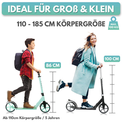 Rollkönig City-Scooter Faltbarer Tretroller für Erwachsene/Kinder - Pink