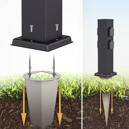 ledscom.de Garten-Steckdosen-Säule Polly, 4-fach, IP44, schwarz