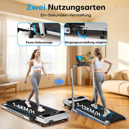 FOUSAE Walking Pad 5-in-1, klappbares Laufband, 9 % Steigung, 12 km/h