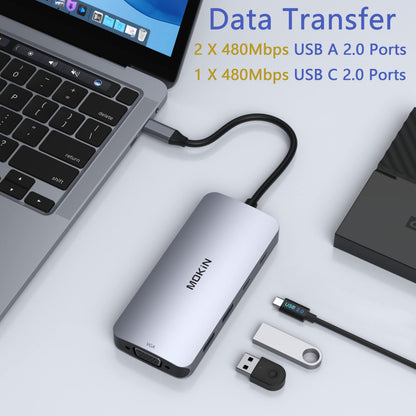 MOKiN USB-C Dockingstation UC0513 mit Dual HDMI, DisplayPort und VGA