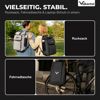 Valkental UrbanX 2in1 Velotasche & Rucksack, wasserdicht, 28 L