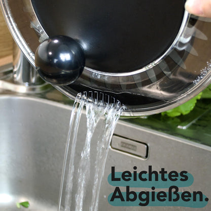 Cookery Salatschleuder Edelstahl 4,5 L mit Gemüsehobel, 5 Klingen