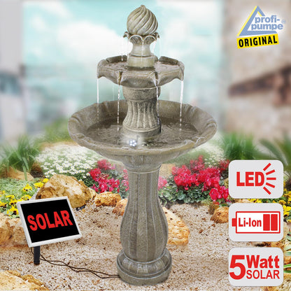 AMUR Solar Gartenbrunnen Klassik-Garten mit LED und Li-Ion-Akku