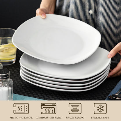 MALACASA Elisa Speiseteller-Set, 6-teilig, Porzellan, 24,8 cm