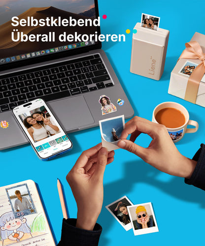 Liene Pearl N200 Pro Mini Fotodrucker mit Bluetooth & 10 Fotos, Gold