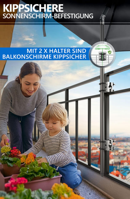4smile SunnyEasy Edelstahl Sonnenschirmhalter Balkongeländer 2er-Set