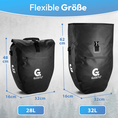 GUOOTU Gepäckträgertaschen 2er Set 56L - Schwarz