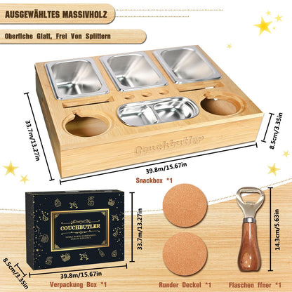 EKXXHVLS Couchbar Snackbox Sofatablett mit 3 Snackschalen, schwarz