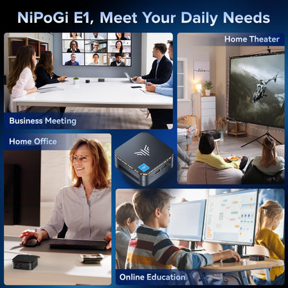 NiPoGi Essenx E1 Mini PC - Intel N95, 16GB RAM, 256GB SSD