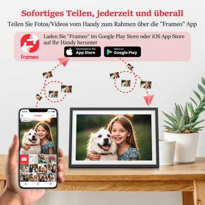 WONNIE Frameo Digitaler Bilderrahmen 10,1 Zoll WLAN mit Touchscreen