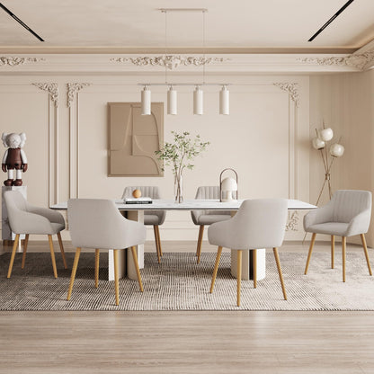Goeurvant Armlehnen Polsterstuhl Esszimmer 4er Set - Beige Holzbeine
