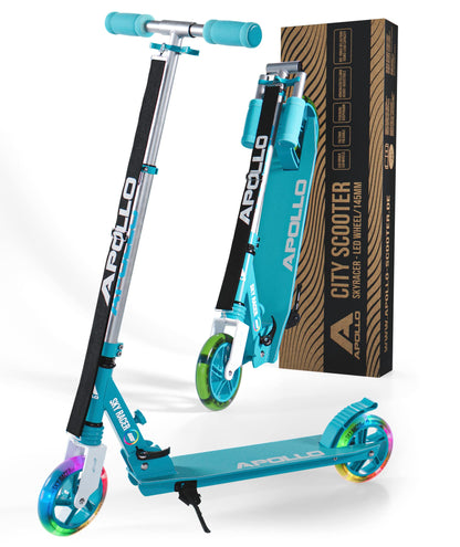 Apollo Skyracer City Roller – LED Leuchträder, Federung, klappbar. Ein Scooter für agile urbane Fortbewegung.