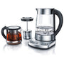 Arendo Glas Teekocher & Wasserkocher – Temp. Einstellung, Teesieb. Transparenter Glaskessel zum Kochen von Wasser und Aufbrühen von Tee.