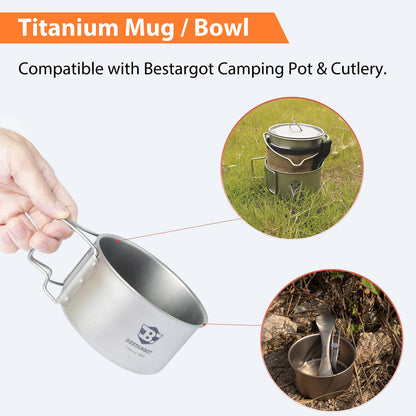 Bestargot Titan Becher 750 ml, ultraleichter Camping Topf, 130 g