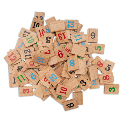 LOGOPLAY Rummy Legespiel aus Holz mit 108 Spielsteinen im Stoffbeutel