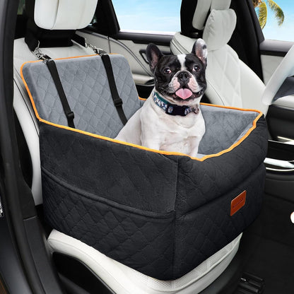 SafePet Hunde Autositz Sitzerhöhung – Grösse Klein/Mittel, Waschbar. Gepolsterter Korb für erhöhten, gesicherten Hundetransport im Auto.