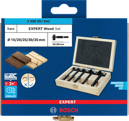 Bosch EXPERT Wood Forstnerbohrer Set 5-teilig, Ø 15–35 mm
